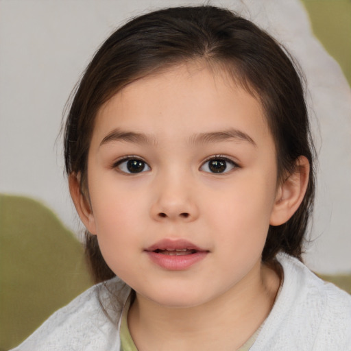 Neutral white child female with medium  brown hair and brown eyes