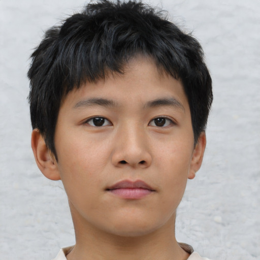 Neutral asian young-adult male with short  brown hair and brown eyes