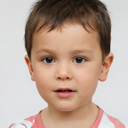 Neutral white child male with short  brown hair and brown eyes