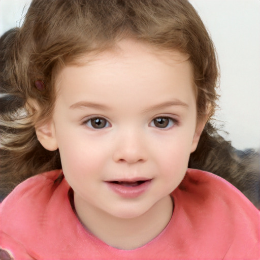 Neutral white child female with short  brown hair and brown eyes