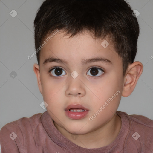 Neutral white child male with short  brown hair and brown eyes