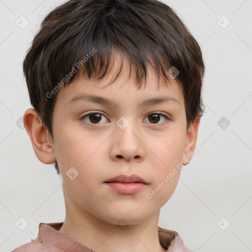 Neutral white child male with short  brown hair and brown eyes