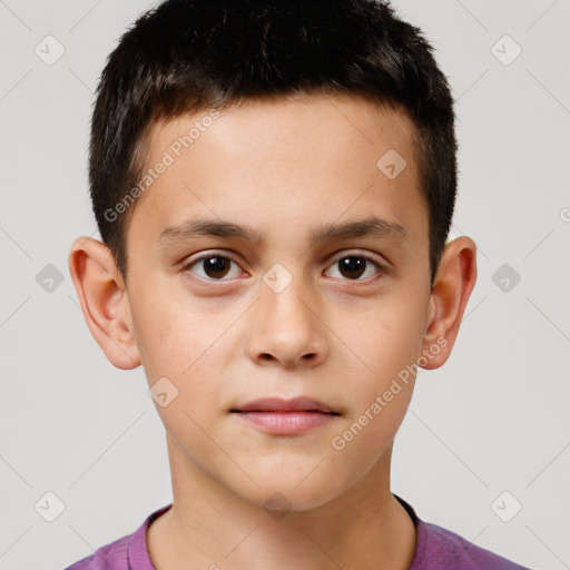 Neutral white child male with short  brown hair and brown eyes