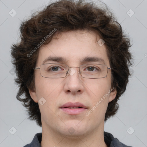 Neutral white adult male with short  brown hair and brown eyes