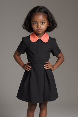 African american child female with  black hair