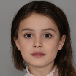 Neutral white child female with medium  brown hair and brown eyes