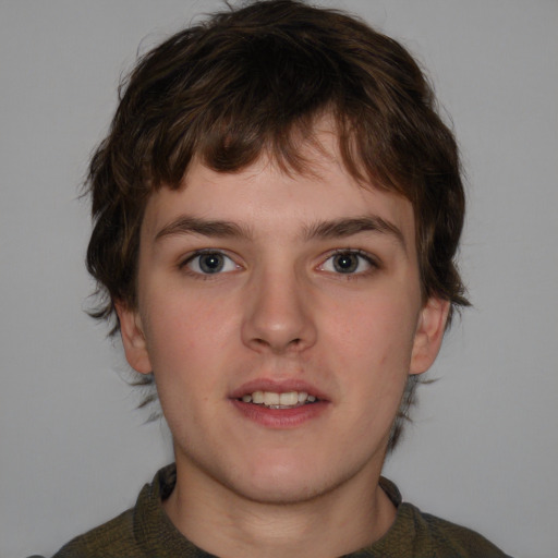 Neutral white young-adult male with medium  brown hair and brown eyes