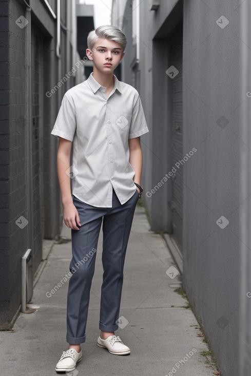 Teenager boy with  gray hair