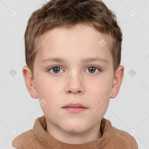 Neutral white child male with short  brown hair and brown eyes