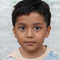 Neutral asian child male with short  brown hair and brown eyes