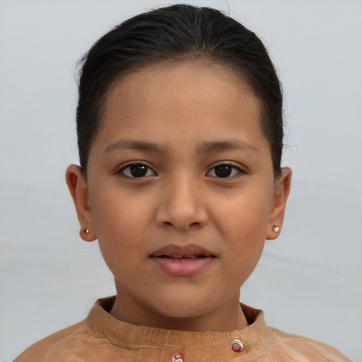 Neutral white child female with short  brown hair and brown eyes