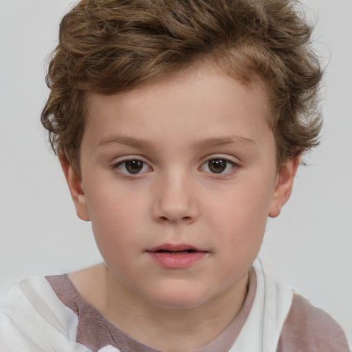 Neutral white child male with short  brown hair and grey eyes