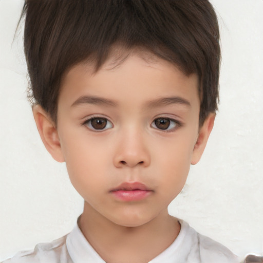 Neutral white child male with short  brown hair and brown eyes