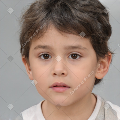 Neutral white child male with short  brown hair and brown eyes