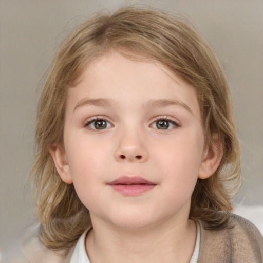 Neutral white child female with medium  brown hair and brown eyes