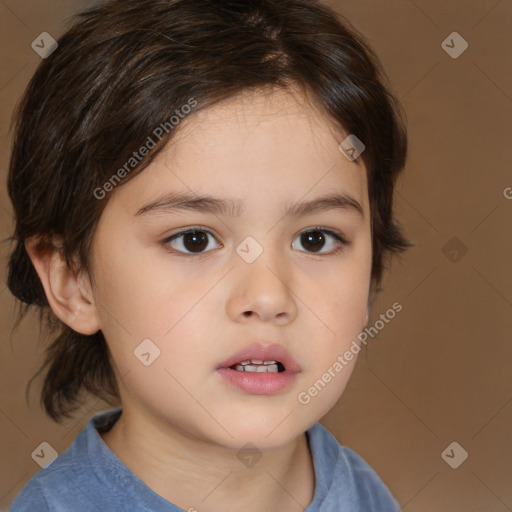 Neutral white child female with medium  brown hair and brown eyes