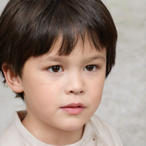 Neutral white child female with short  brown hair and brown eyes