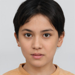 Neutral white young-adult female with short  brown hair and brown eyes