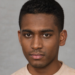 Neutral black young-adult male with short  brown hair and brown eyes