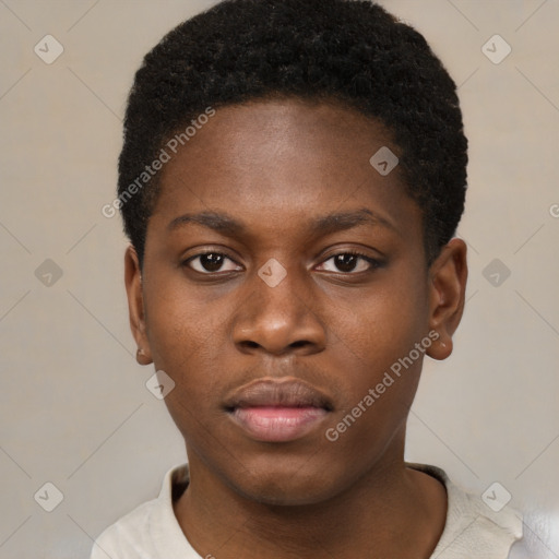 Neutral black young-adult male with short  brown hair and brown eyes