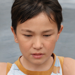 Neutral white child female with short  brown hair and brown eyes