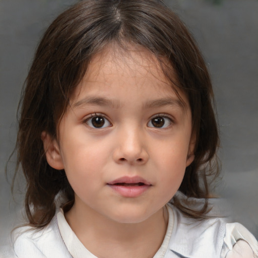 Neutral white child female with medium  brown hair and brown eyes