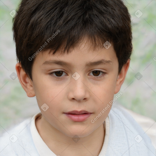 Neutral white child male with short  brown hair and brown eyes