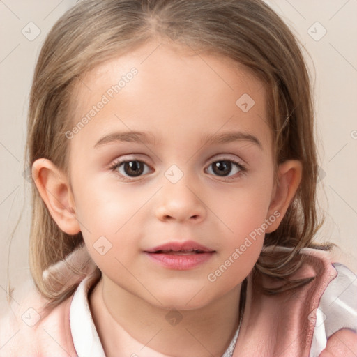 Neutral white child female with medium  brown hair and brown eyes