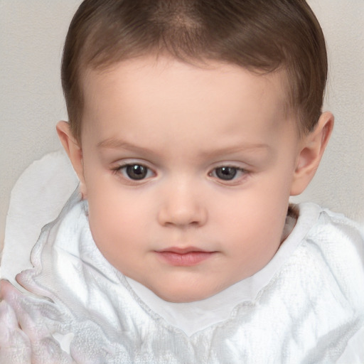 Neutral white child female with short  brown hair and brown eyes