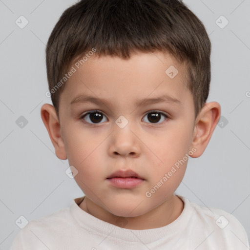 Neutral white child male with short  brown hair and brown eyes