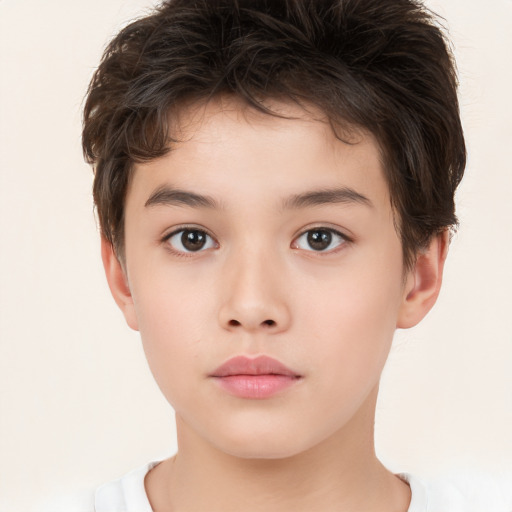 Neutral white child male with short  brown hair and brown eyes