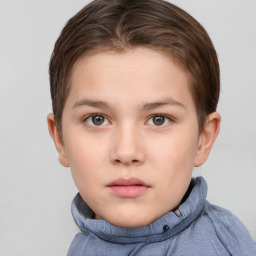 Neutral white child female with short  brown hair and brown eyes