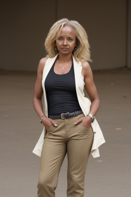 Ethiopian middle-aged female with  blonde hair