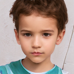 Neutral white child male with short  brown hair and brown eyes