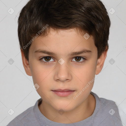 Neutral white child male with short  brown hair and brown eyes