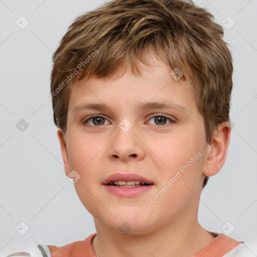 Neutral white child male with short  brown hair and brown eyes