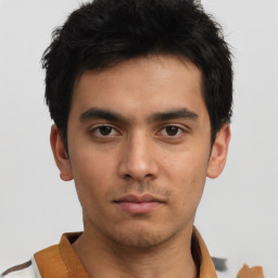 Neutral asian young-adult male with short  brown hair and brown eyes