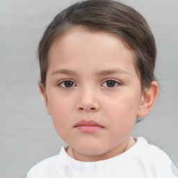 Neutral white child female with short  brown hair and brown eyes