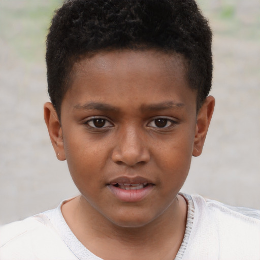 Neutral black child male with short  brown hair and brown eyes