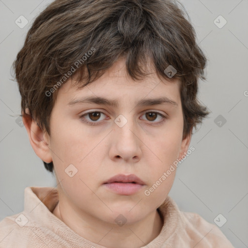 Neutral white child male with short  brown hair and brown eyes