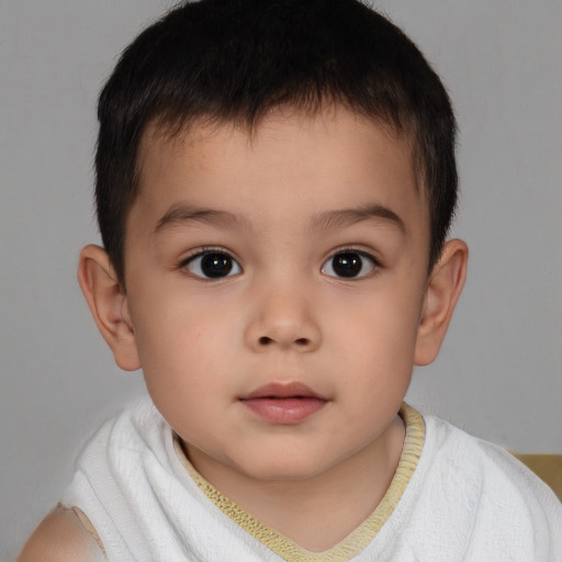 Neutral white child male with short  brown hair and brown eyes