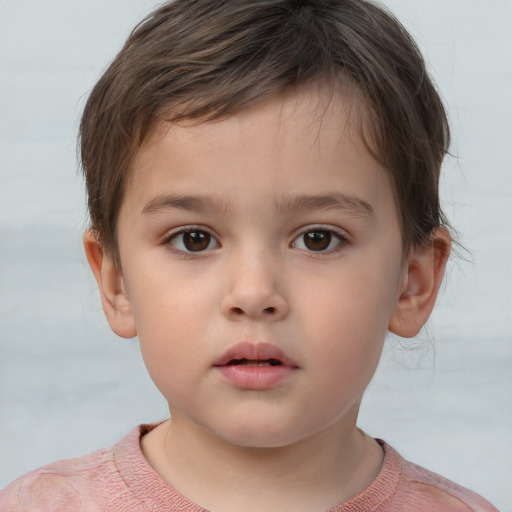 Neutral white child male with short  brown hair and brown eyes