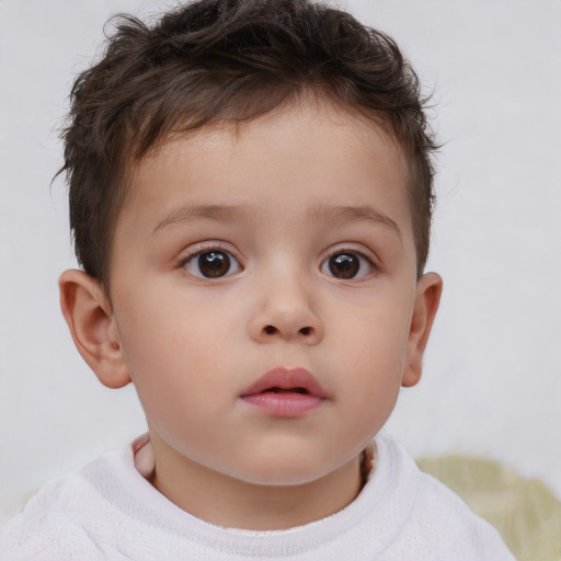 Neutral white child male with short  brown hair and brown eyes