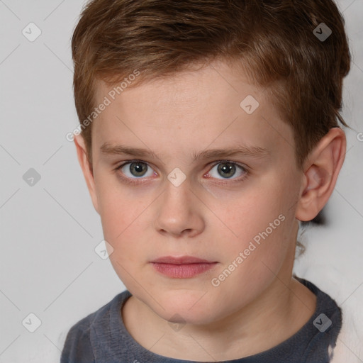 Neutral white child male with short  brown hair and brown eyes