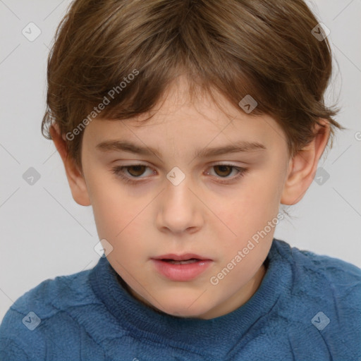 Neutral white child female with short  brown hair and brown eyes