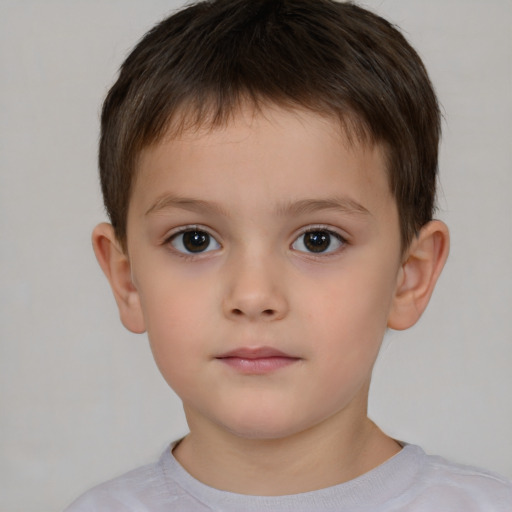 Neutral white child male with short  brown hair and brown eyes