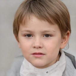 Neutral white child female with short  brown hair and brown eyes