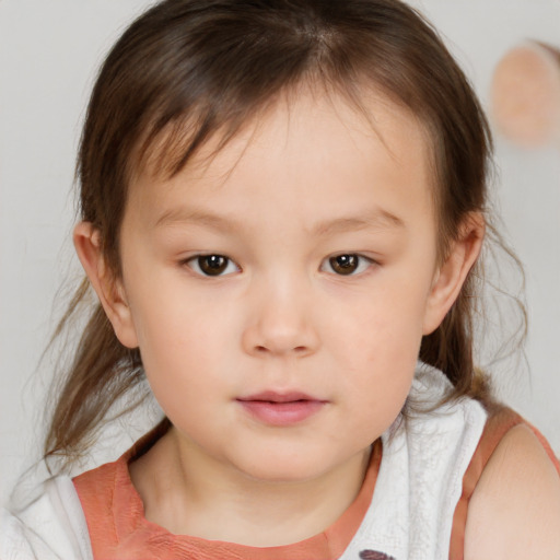Neutral white child female with medium  brown hair and brown eyes