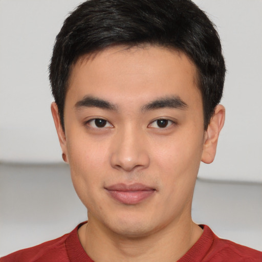 Neutral white young-adult male with short  black hair and brown eyes