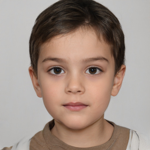 Neutral white child female with short  brown hair and brown eyes